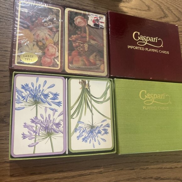 lot of 2 x Vintage Caspari Double Decks of Playing Cards "FLOWERS And FRUIT - Picture 2 of 4